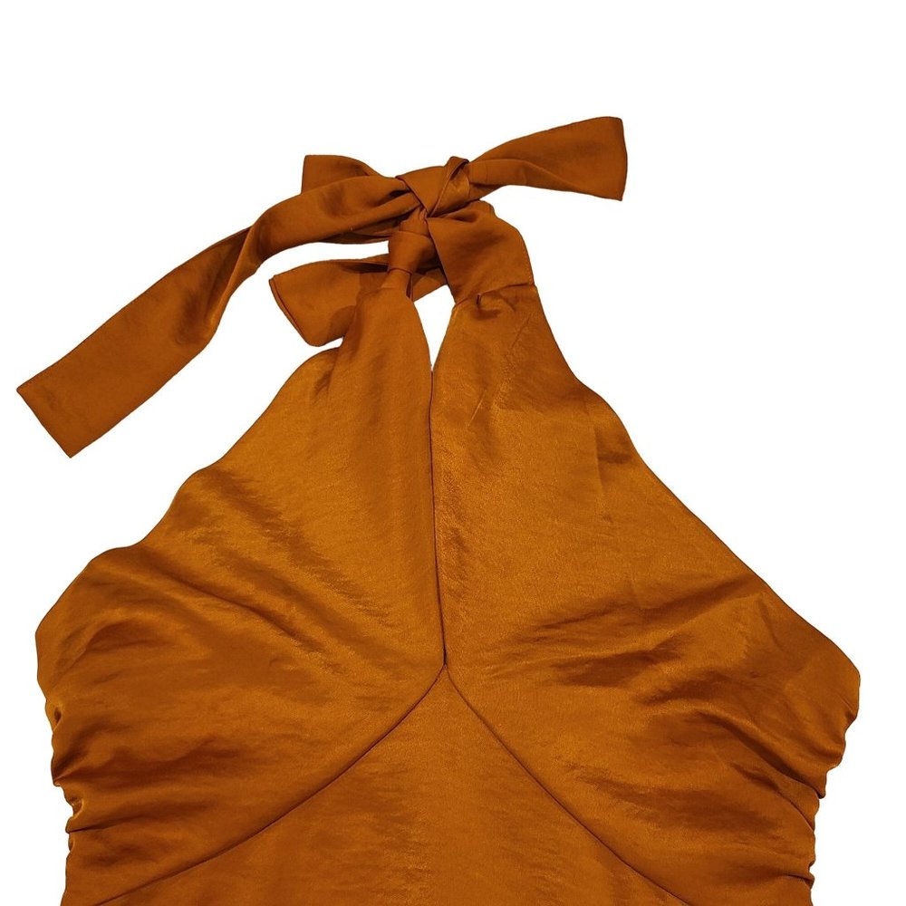 NWOT House of Harlow 1960 Bronze Halter Neck Gown Women's Size M - Picture 4 of 10